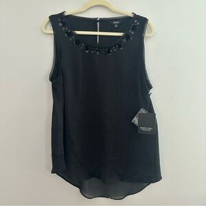 NWT Simply Vera Black Beaded Sleeveless Blouse